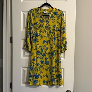 CAbi Yellow and Blue Floral Dress